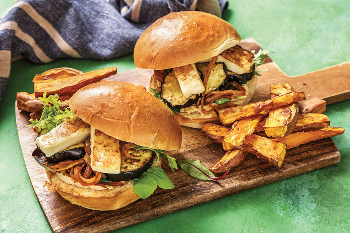 Haloumi, Eggplant & Hummus Burger Recipe HelloFresh