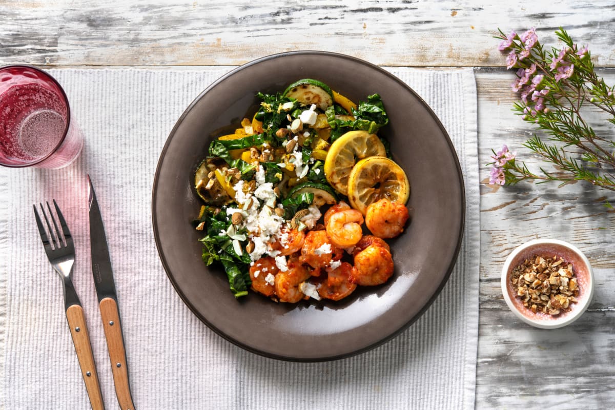 Niet gebruken - Harissa gamba's met boerenkool