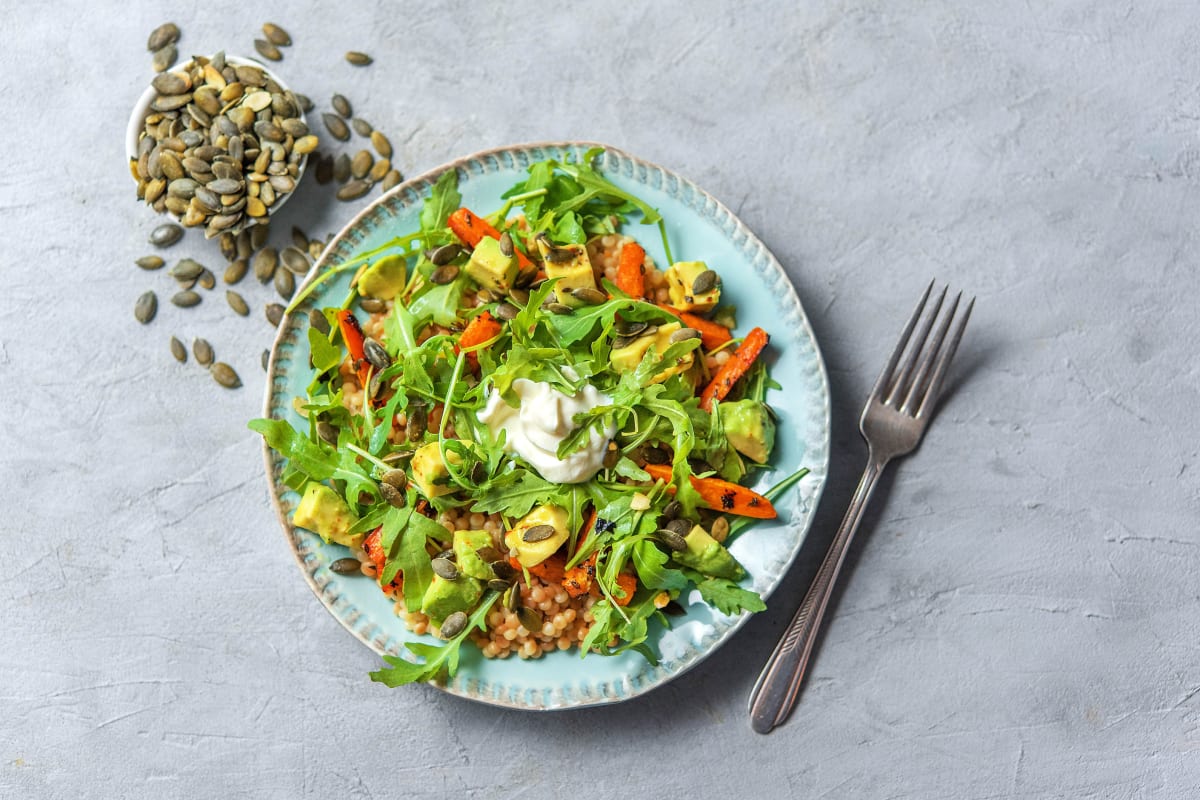 Harissa-Roasted Carrot and Avocado Salad