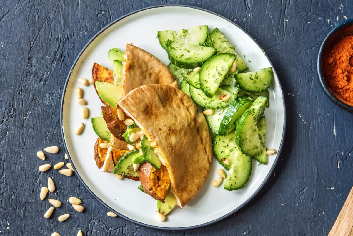 Harissa Sweet Potato Pita Pockets