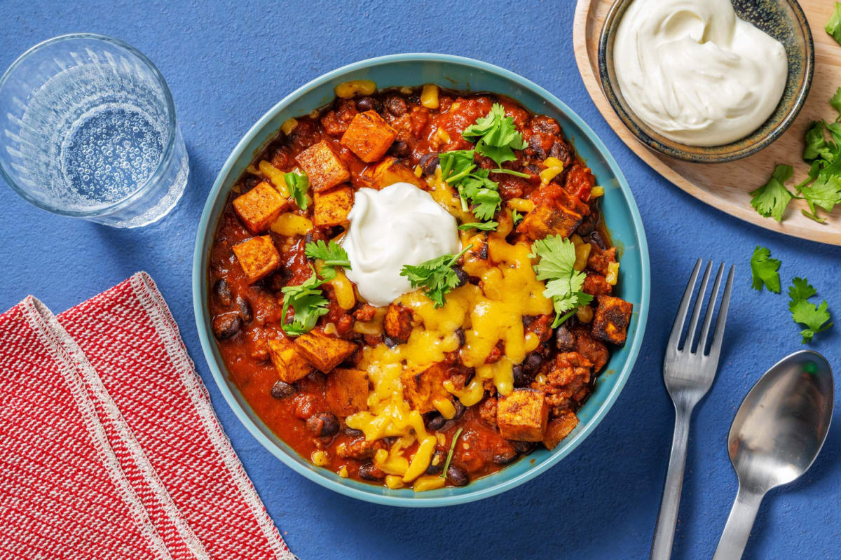 Chili copieux au bœuf et aux haricots noirs