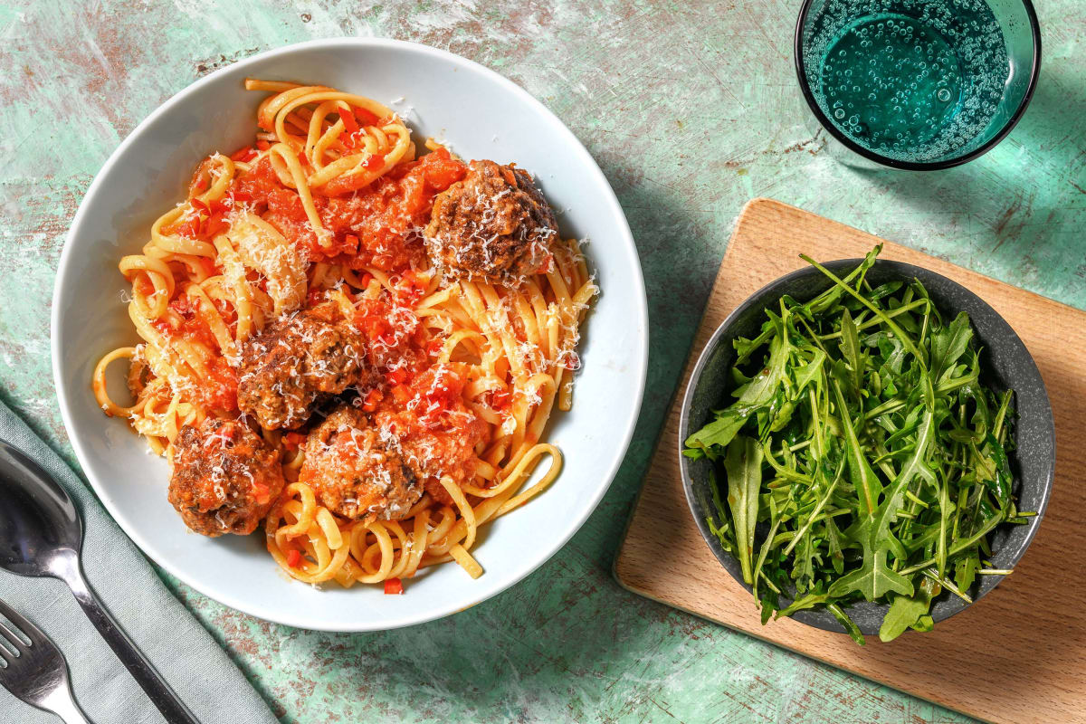 Herby Meatballs and Linguine