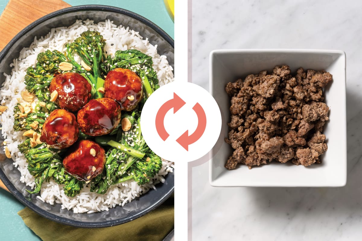 Hoisin Beef Meatballs & Jasmine Rice