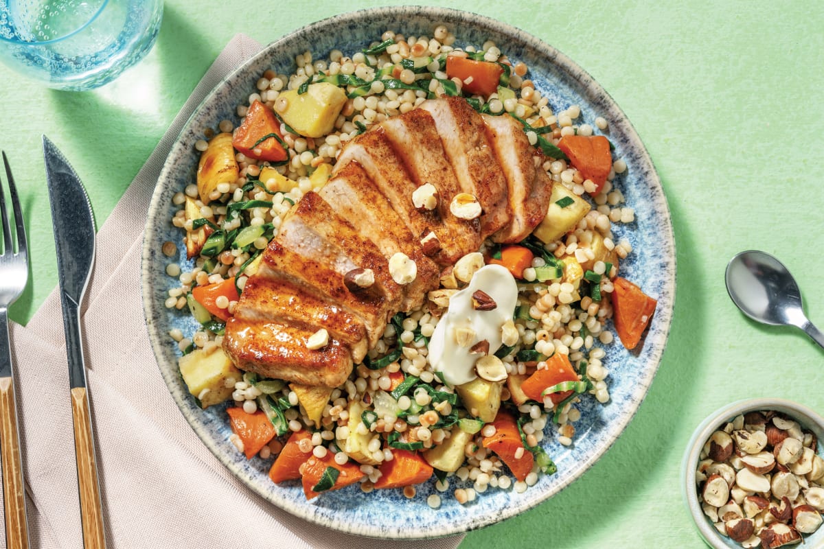 Honey-Chermoula Pork & Israeli Couscous