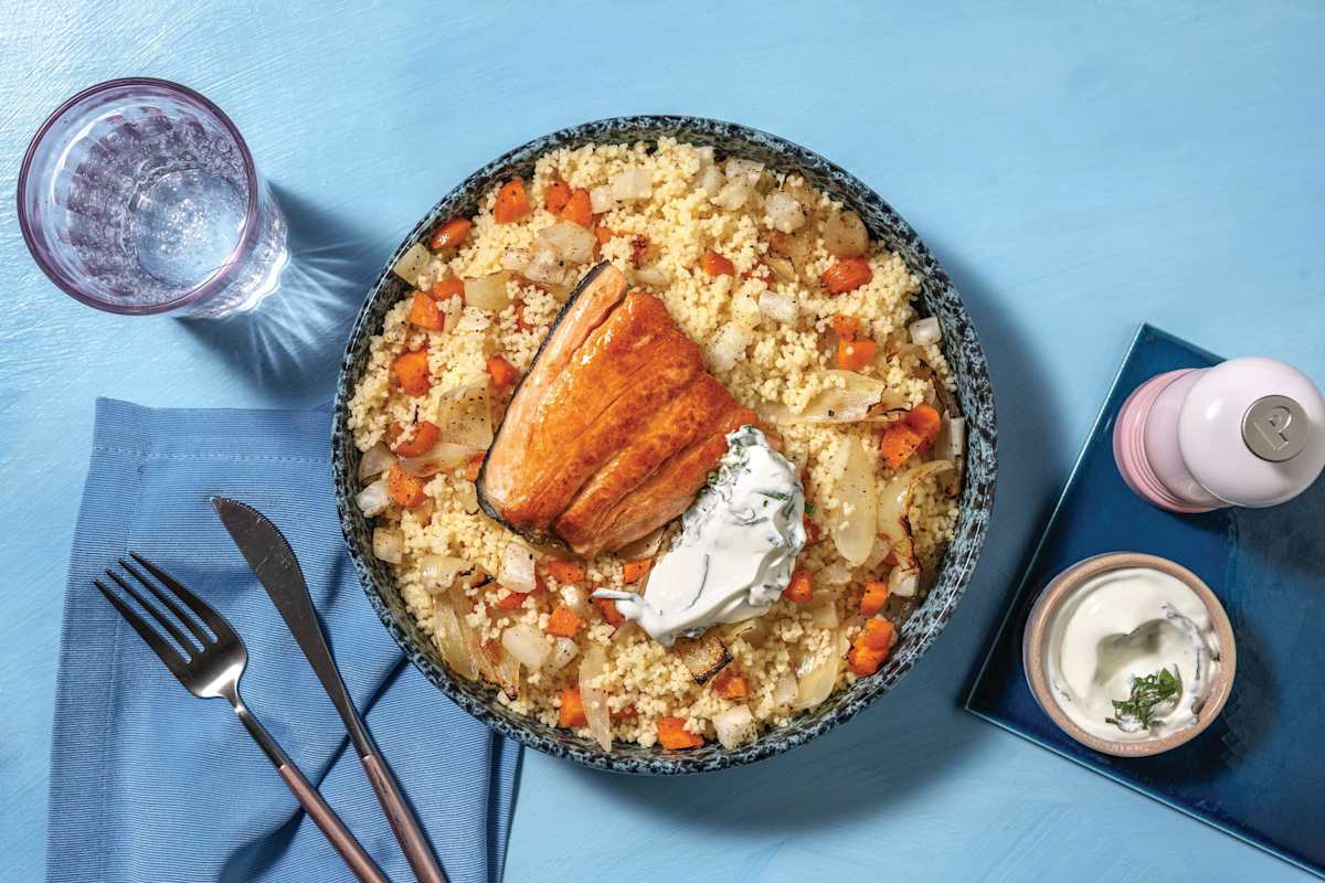 Honey-Glazed Halloumi & Roast Veggie Couscous