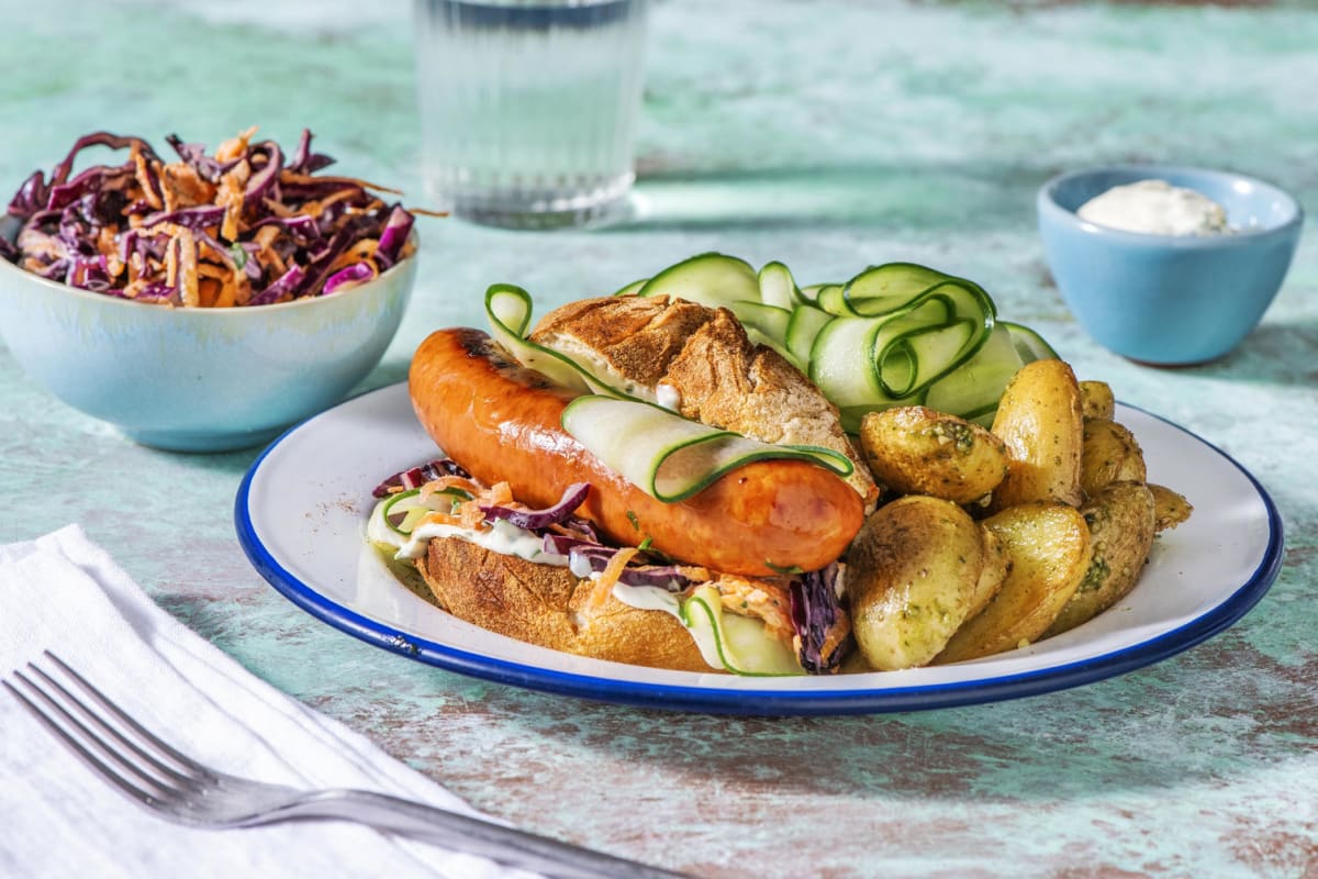 Zalm-hotdog met ravigotesaus