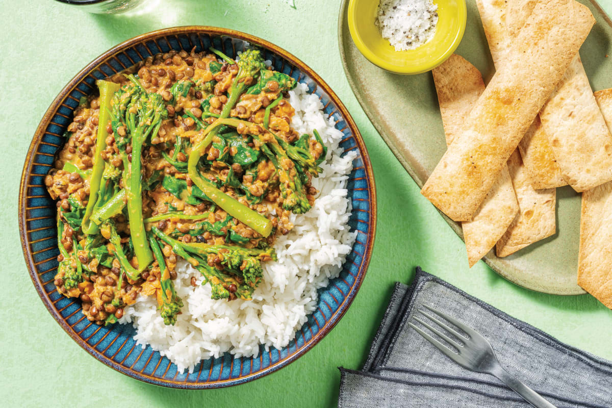 Indian Coconut Lentils & Garlic Rice