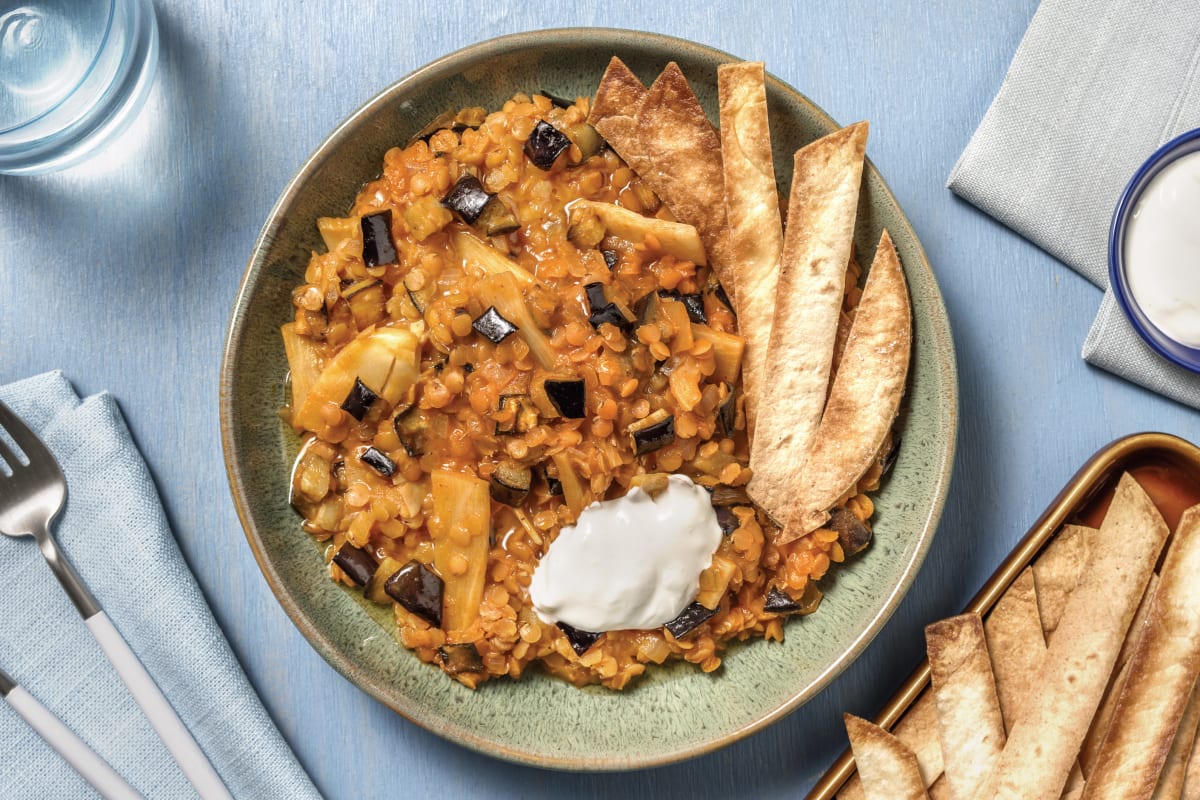 Indian Eggplant, Lentil & Coconut Dhal