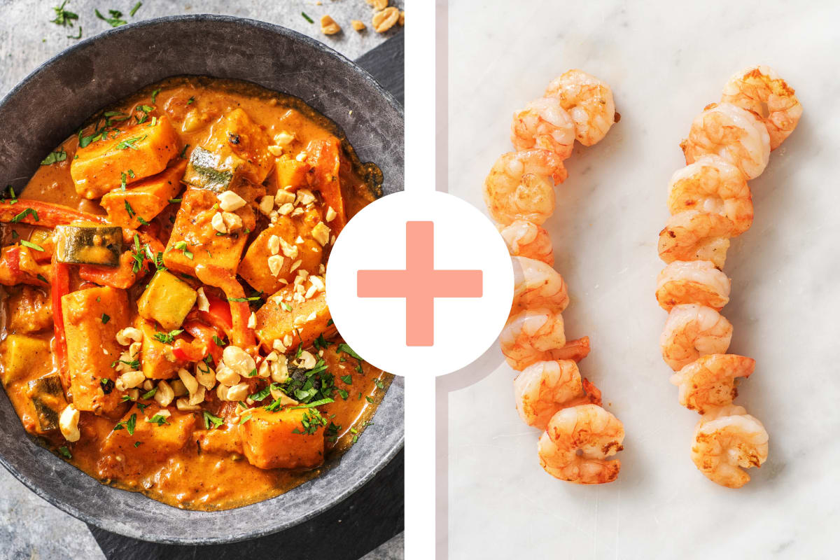 Süßkartoffel-Curry mit Garnelen