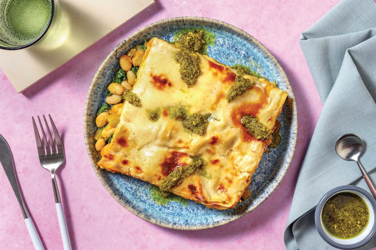 Italian Cannellini Bean & Pesto Lasagne