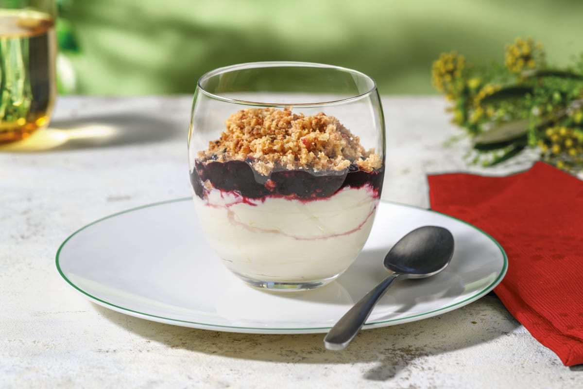 Jingle Berry-Lemon Cheesecake Pots with Oat Crumb