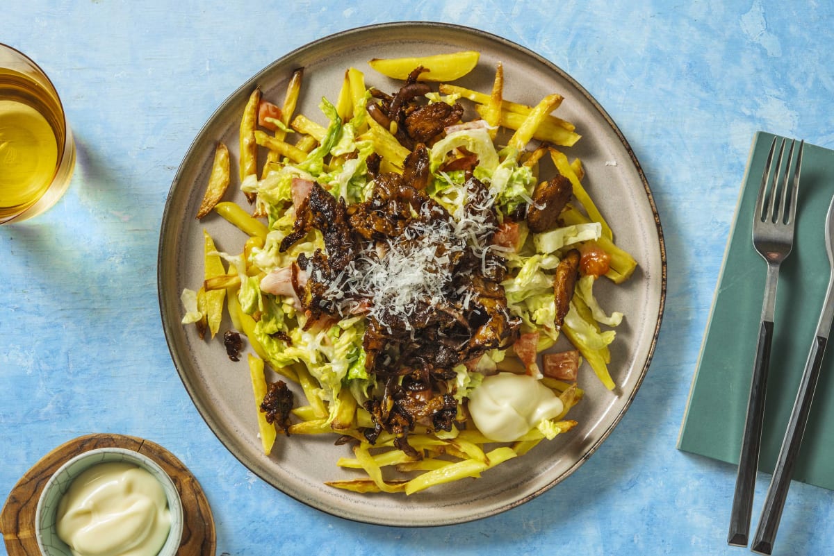 Kebab végétarien et frites au four