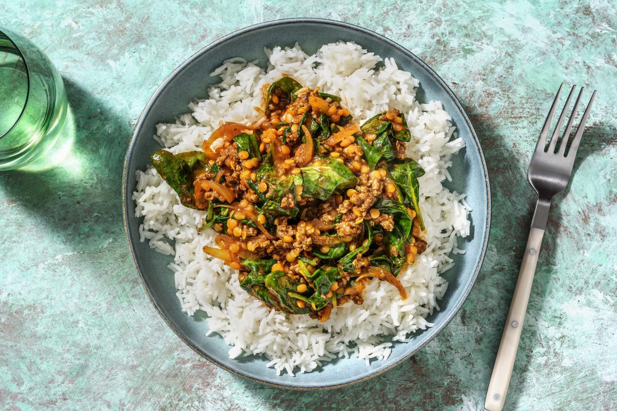 Keema Style Beef, Spinach and Mango Chutney Curry