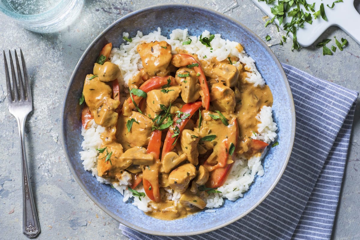 Kip stroganoff met rijst