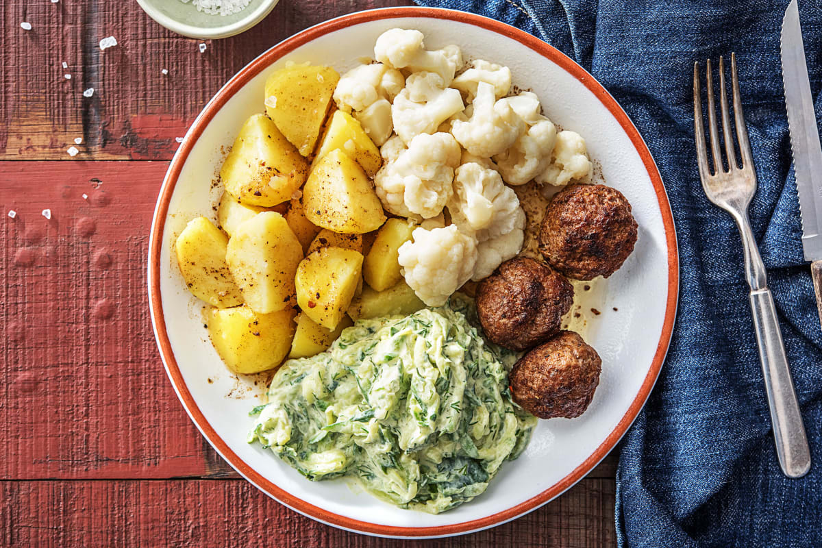 Choux-fleurs et boulettes de viande