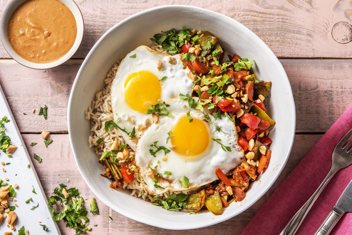 Riz à la noix de coco et légumes à l'étuvée