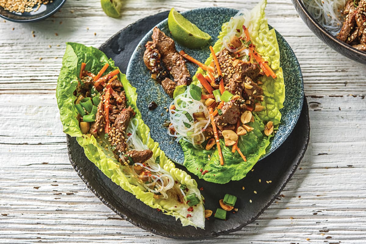 Korean Style Beef & Vermicelli Noodle Lettuce Cups