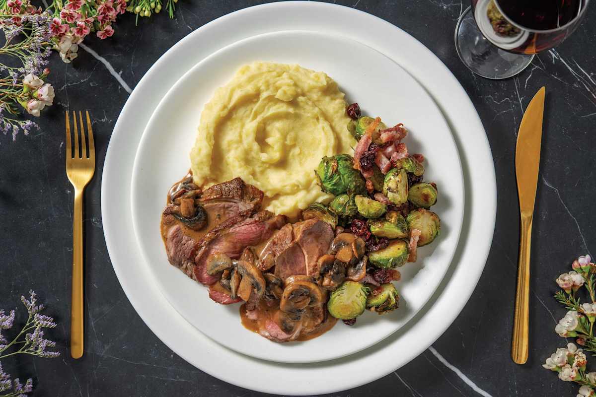Lamb Shortloin & Mushroom Peppercorn Sauce