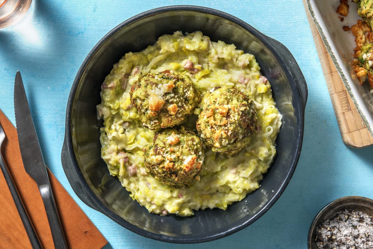 Gebackene Laugen-Bärlauch-Knödel