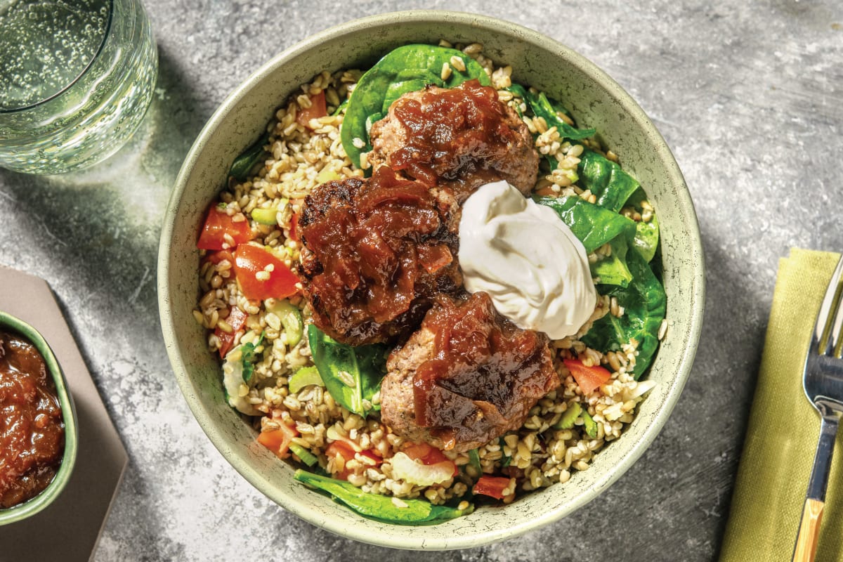 Lemon Pepper Beef Rissoles & Veggie Brown Rice