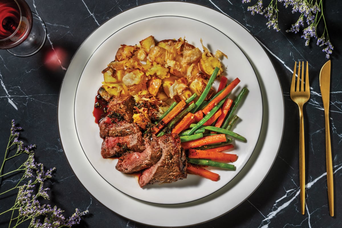 Lemon Pepper Beef & Sticky Rosemary Sauce