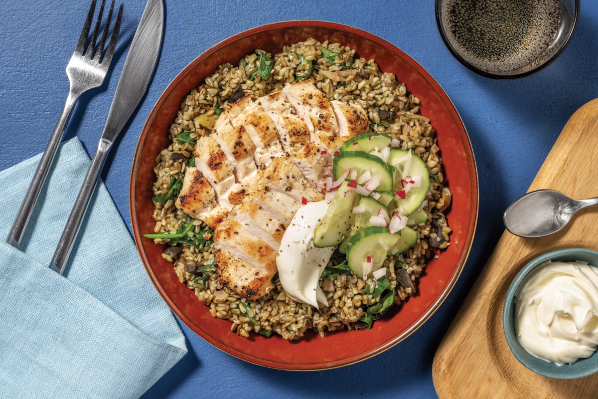 Lemon Pepper Chicken & Olive Freekeh Bowl