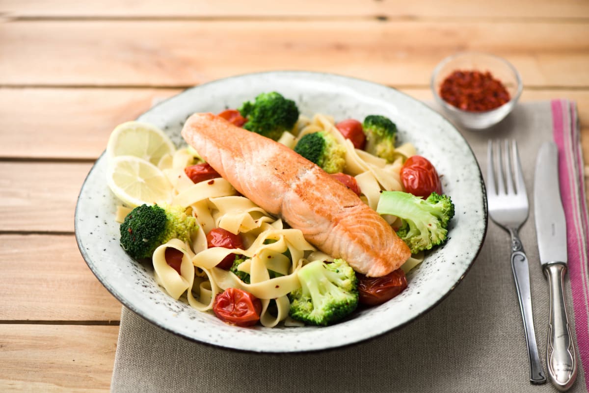 Lemony Rainbow Trout & Cacio e Pepe Linguine