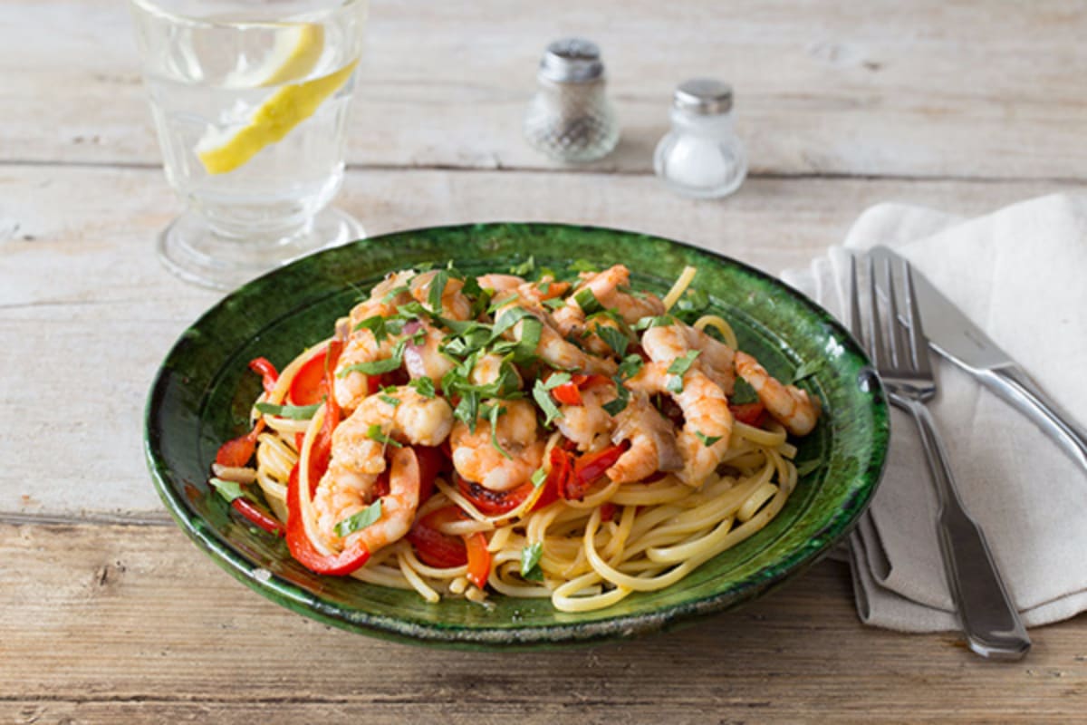 Lemony Shrimp Linguine