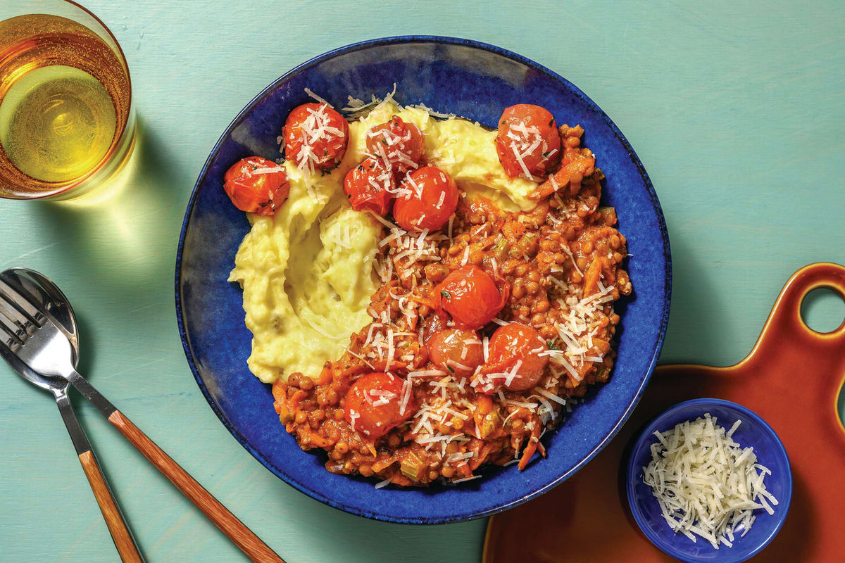 Lentil Pesto Bolognese & Mash