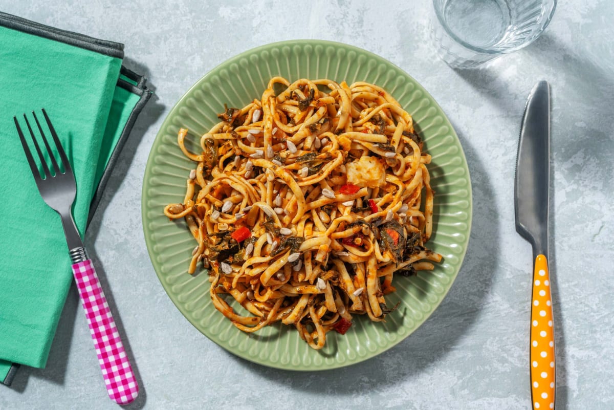 Linguine Basilico mit Spinat und Hartkäse