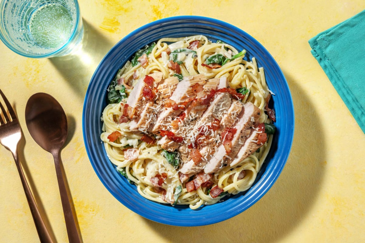 Linguines crémeuses à la dinde et au bacon