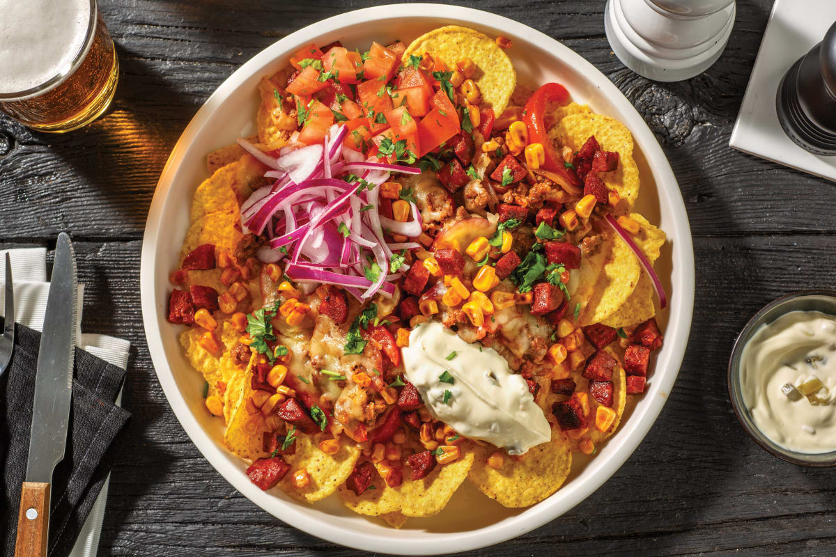 Loaded nachos with beans and chorizo - Chatelaine