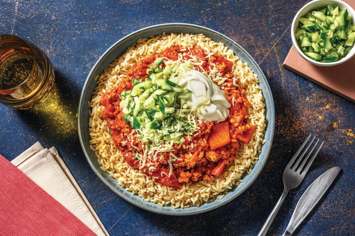 Loaded Pork Chilli & Brown Rice Bowl