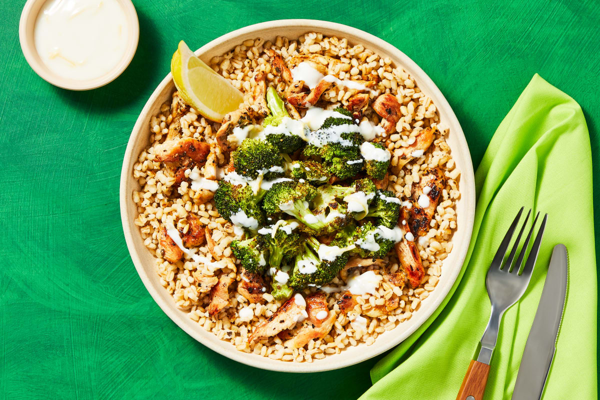 Mediterranean Chicken Barley Bowls