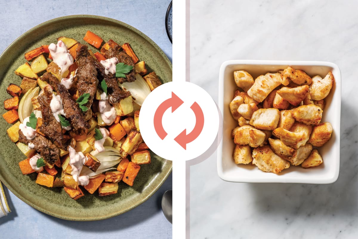 Mediterranean Chicken & Roast Veggie Toss
