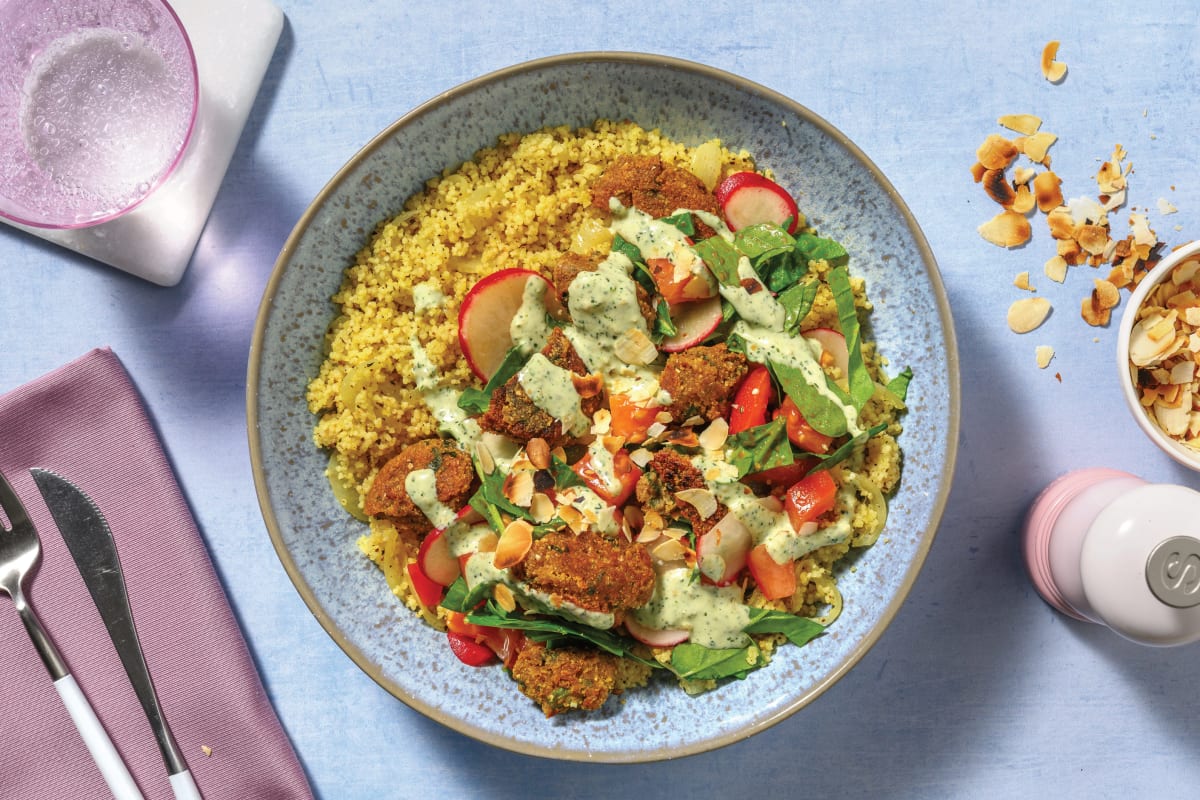 Mediterranean Falafel & Spinach-Tomato Medley