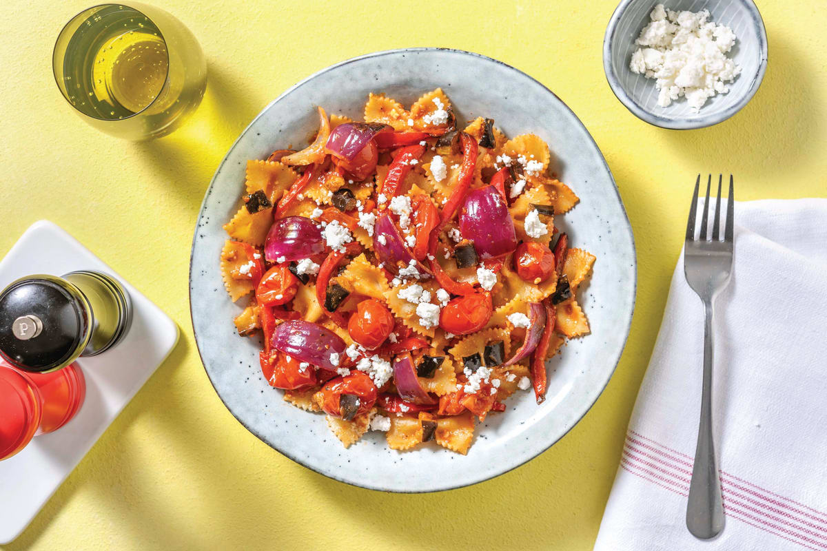 Mediterranean Roasted Eggplant Farfalle