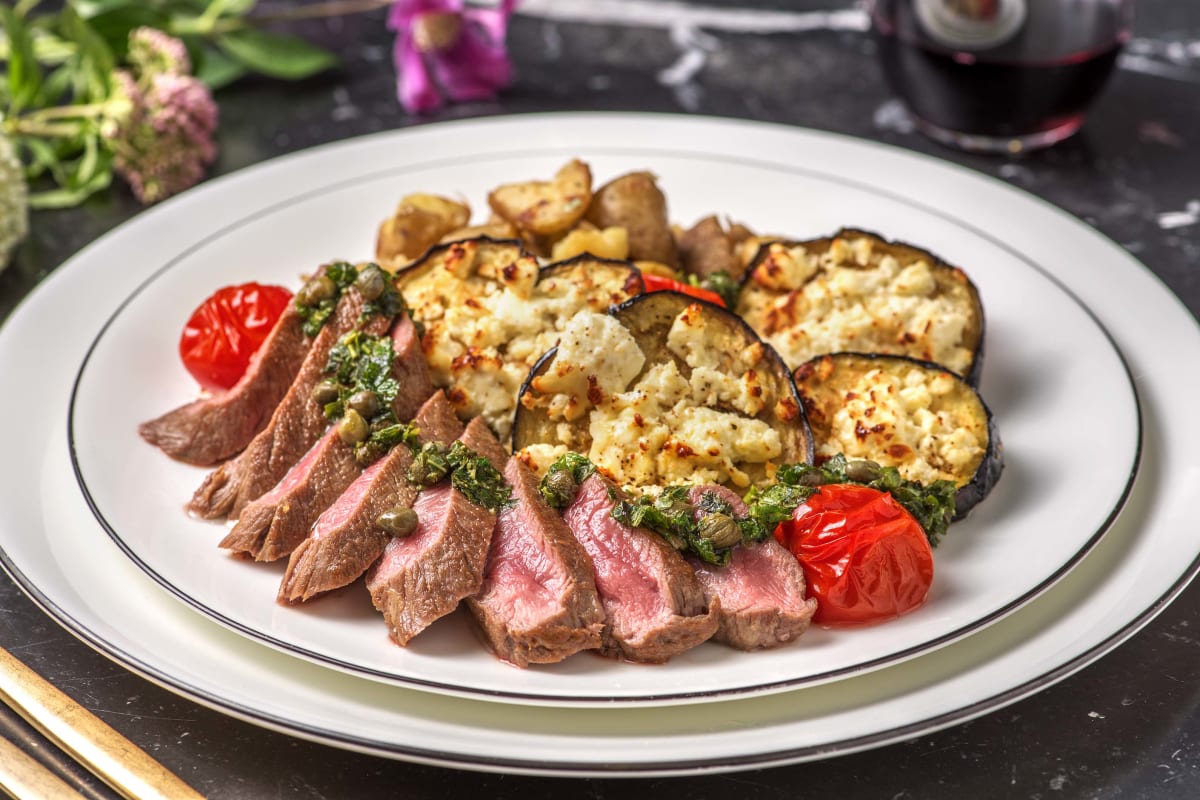Mediterranean Lamb Loin with Garlicky Crushed Potatoes