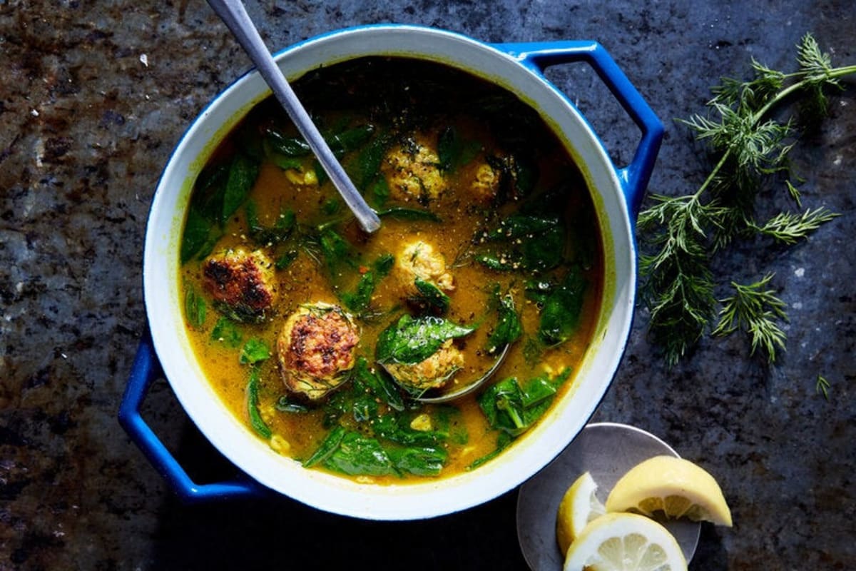 Lemony Turkey-Feta Meatball Soup