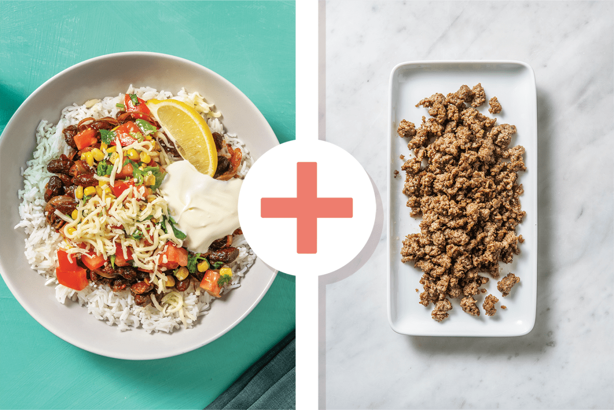 Saucy Louisiana Beef, Bean & Corn Burrito Bowl