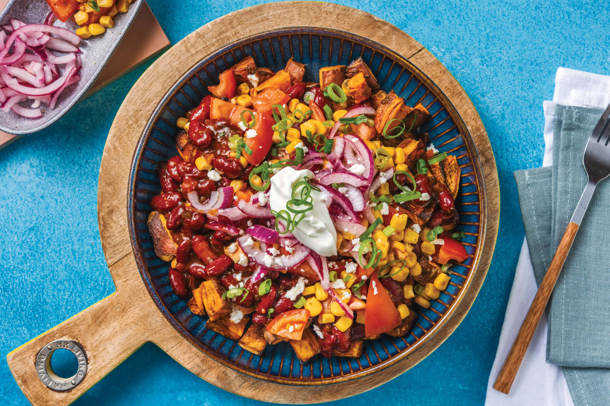 Saucy Mexican Bean & Roast Kumara Bowl