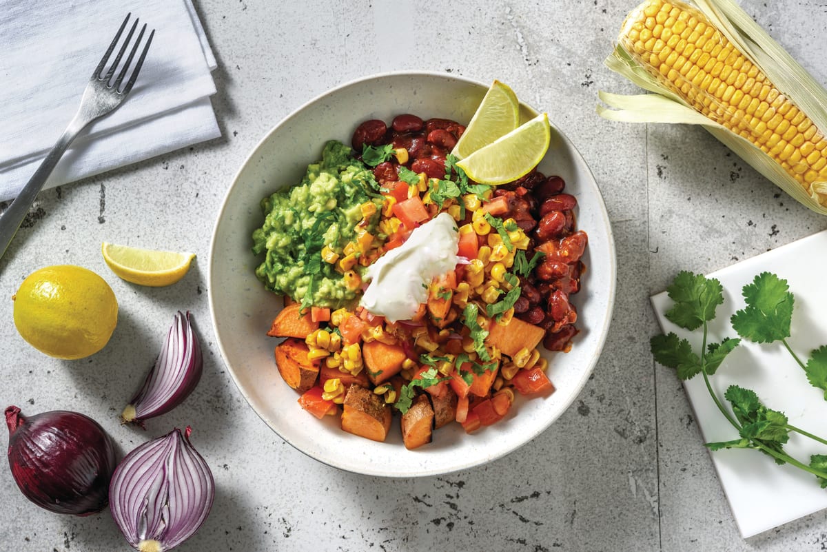 Mexican Bean & Roasted Sweet Potato Bowl