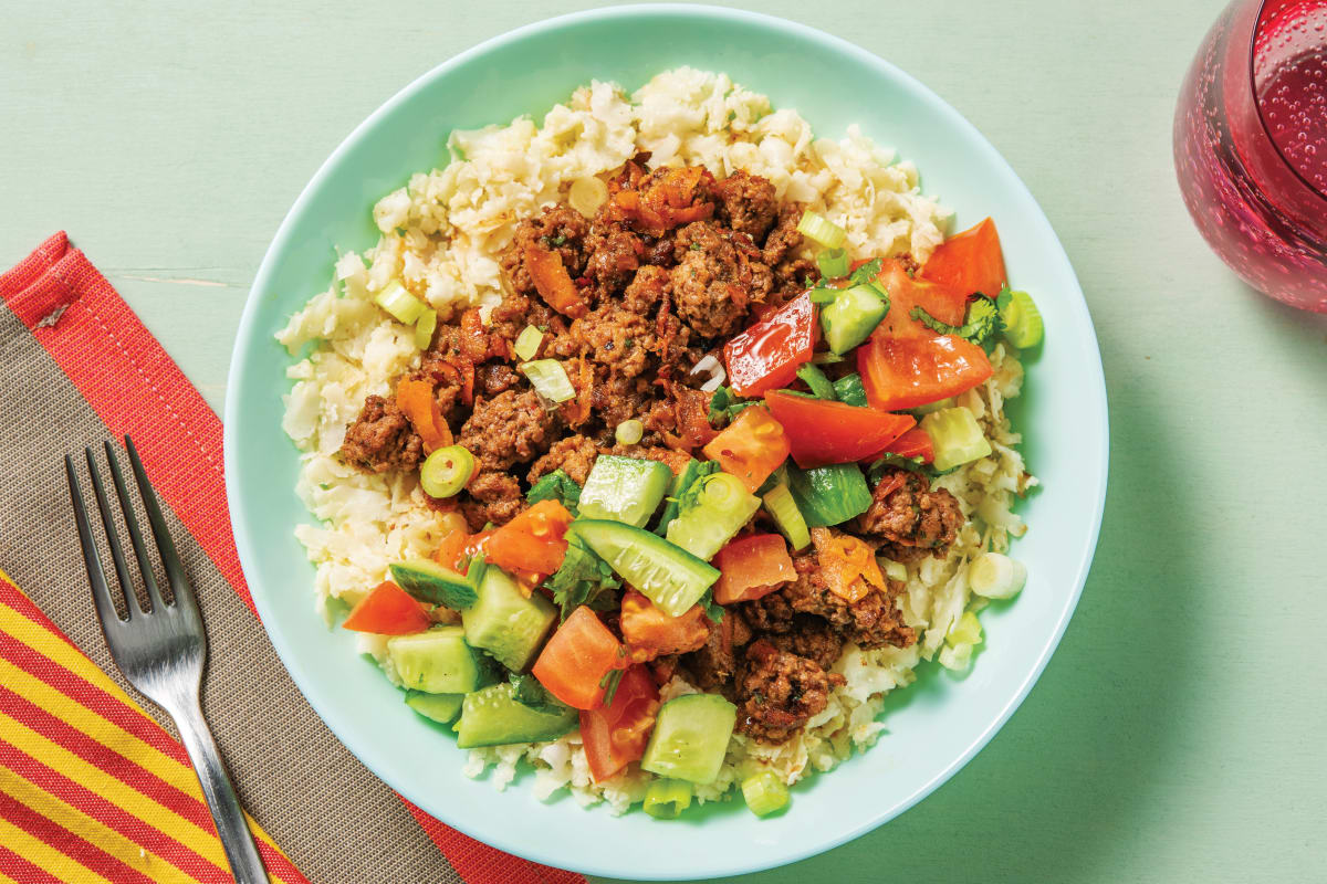 Easy Tex-Mex Beef & Pork Burrito Bowl