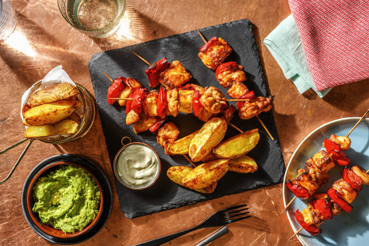 Mexican Chicken, Halloumi and Pepper Skewers