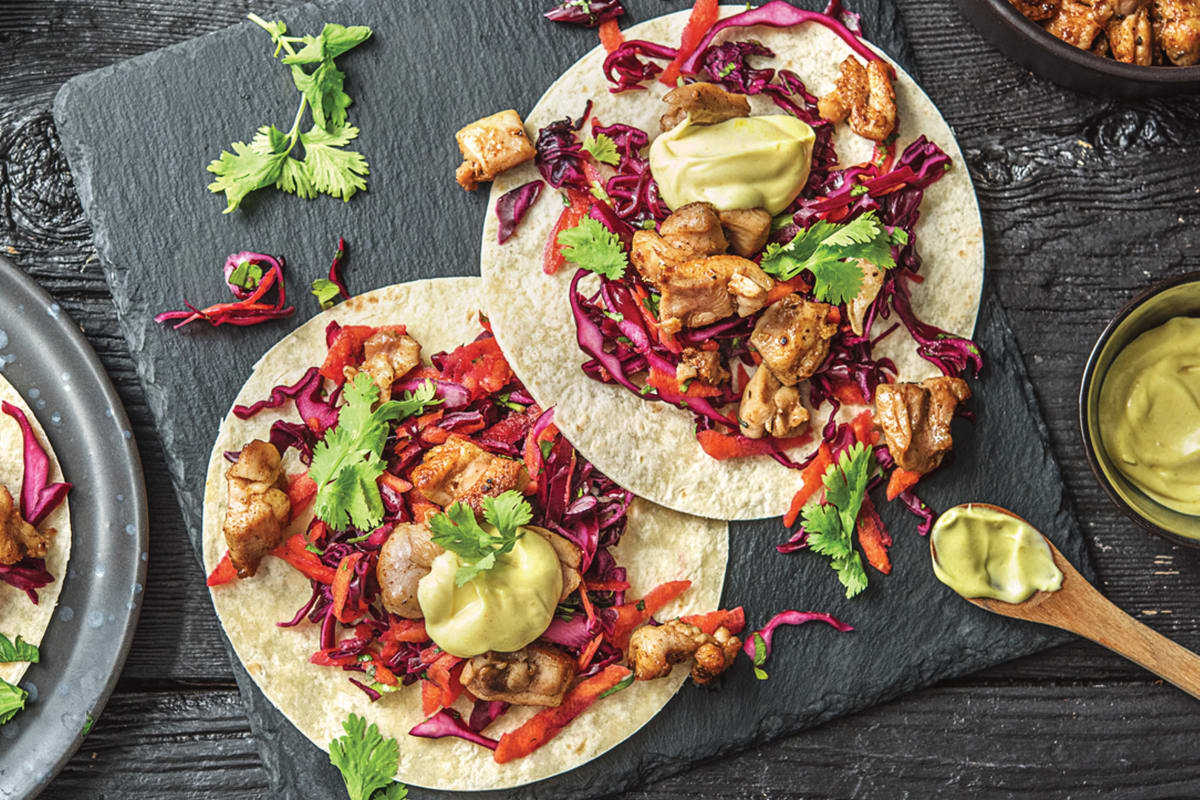 Mexican Chicken & Rainbow Veg Tacos