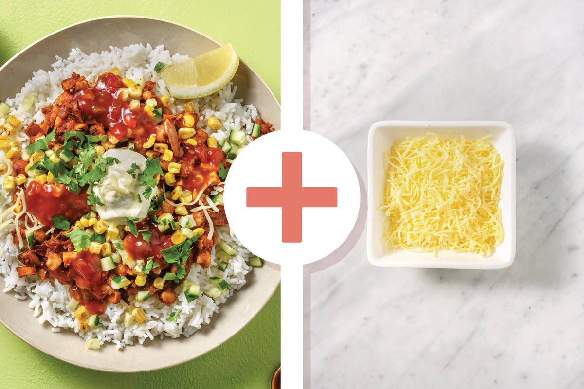 Cheesy Chickpea & Veggie Burrito Bowl Recipe HelloFresh