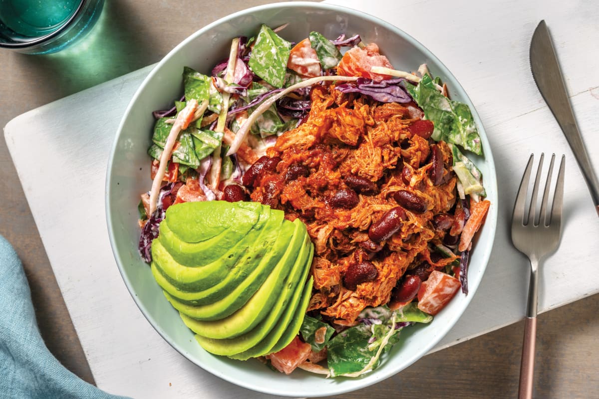 Quick Mexican Pulled Chicken & Red Kidney Bean Bowl