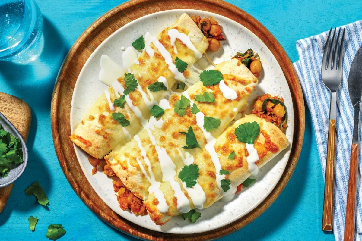 Mexican Smashed Chickpea Enchiladas