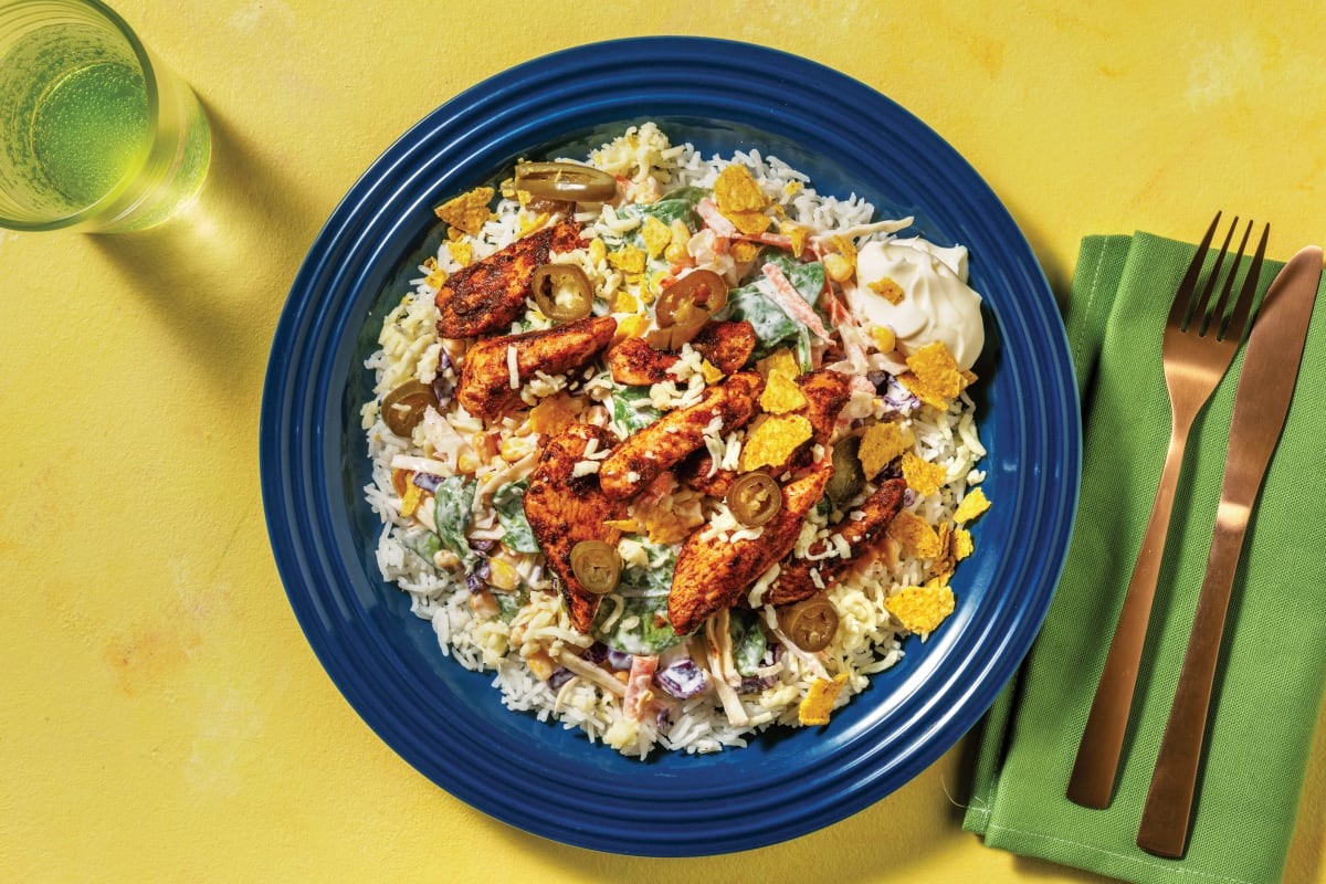 Mexican-Style Chicken & Creamy Slaw with Corn Chips & Sour Cream