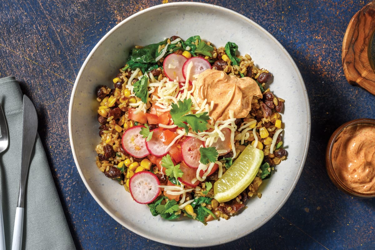 Mexican-Style Freekeh Bean Bowl